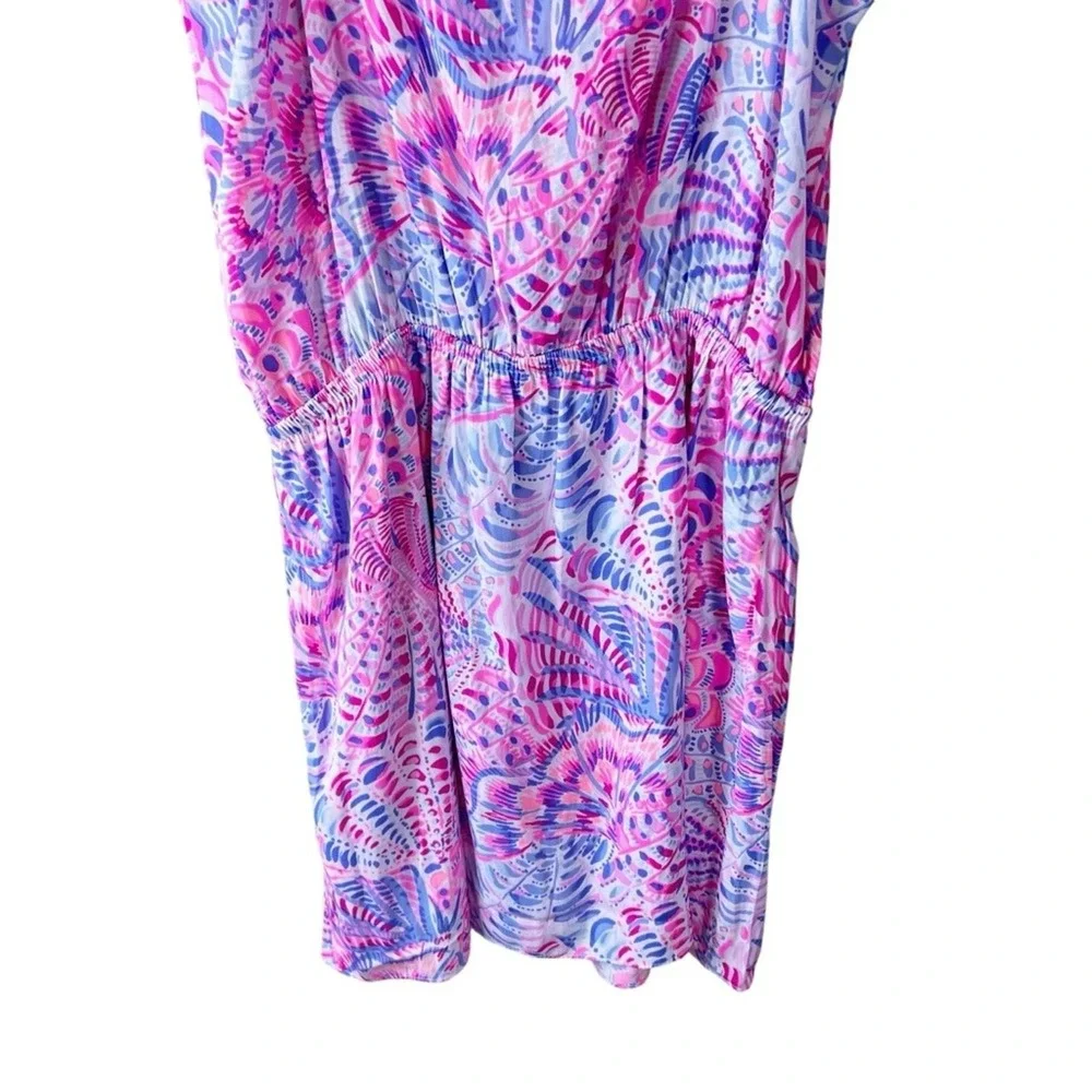 Lilly‎ Pulitzer Sea Shells Ruffle Mini Dress Pink Blue Purple Sleeveless Summer - Picture 10 of 13